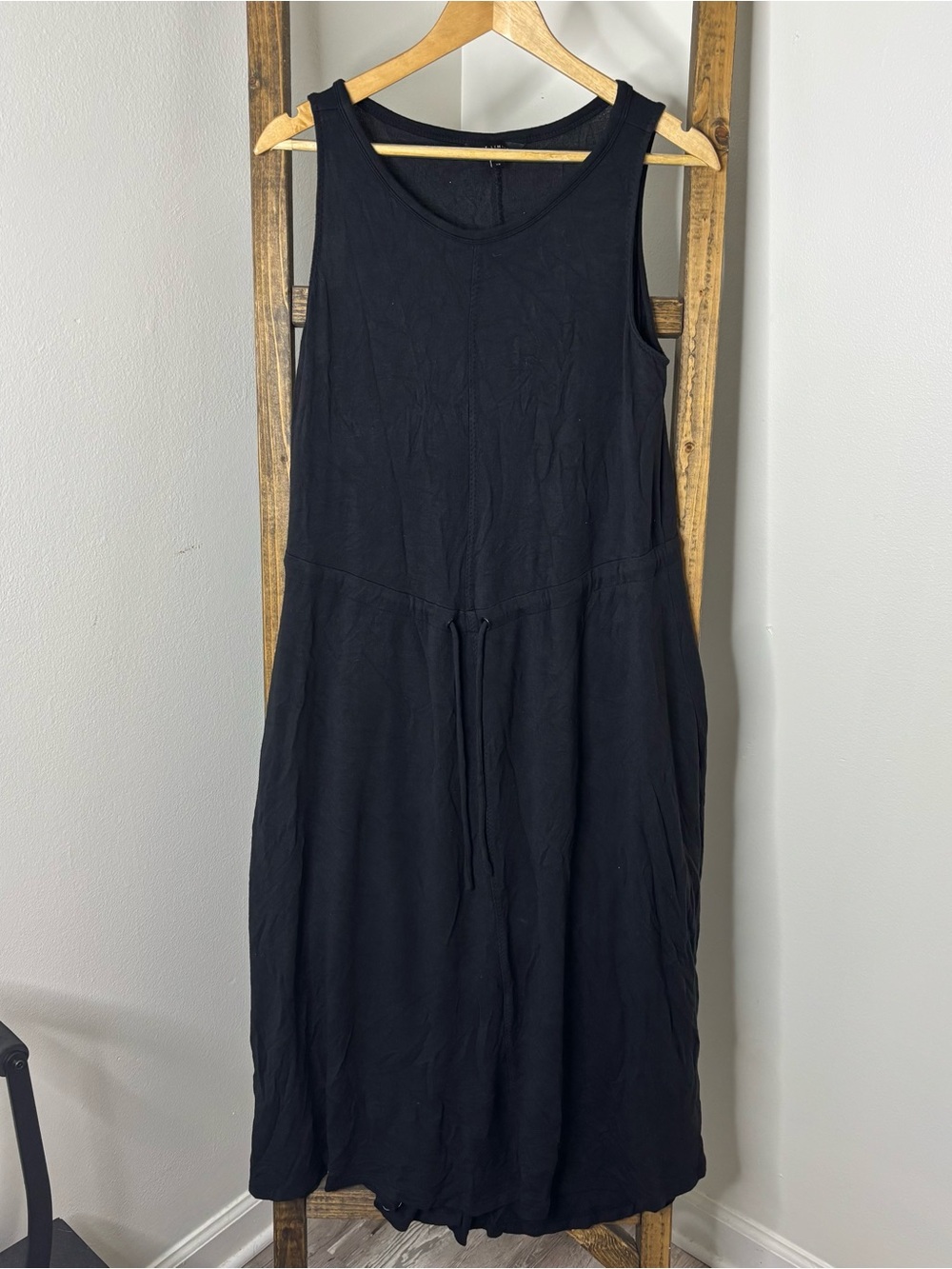 The Limited Classic Black Sleeveless Drawstring Maxi Dress Size L